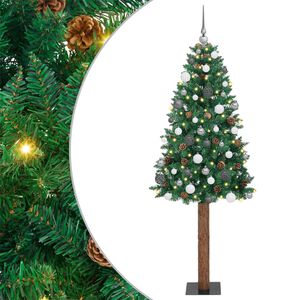 vidaXL Schlanker Weihnachtsbaum mit 300 LEDs mit St&auml;nder Gr&uuml;n 180 cm