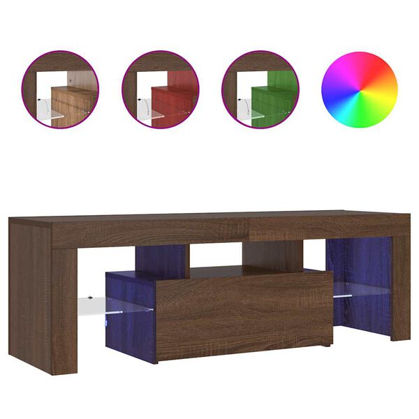 vidaXL TV-Schrank mit LED-Leuchten Braun Eichen-Optik 120x35x40 cm