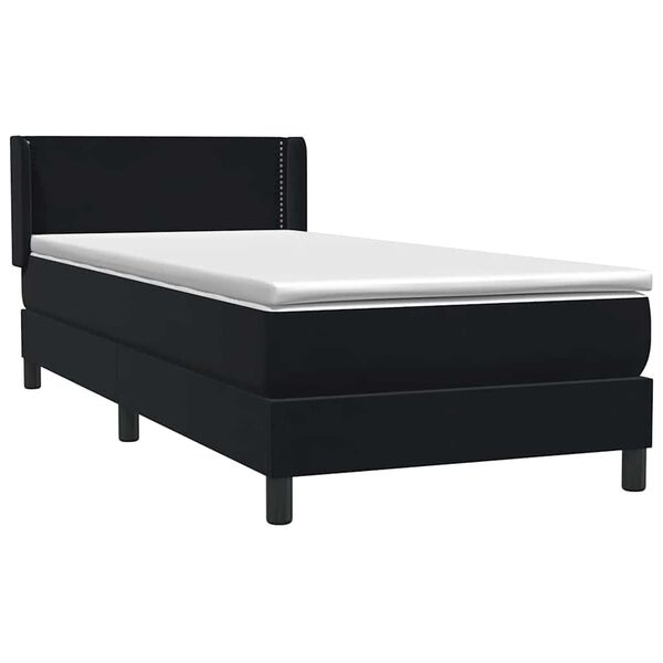 vidaXL Boxspringbett mit Matratze Schwarz 90x210 cm Samt