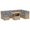 vidaXL 9-tlg. Garten-Sofagarnitur mit Kissen Beige Poly Rattan