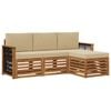 vidaXL Outdoor-Sofagarnitur 4 stk. Natur und Beige
