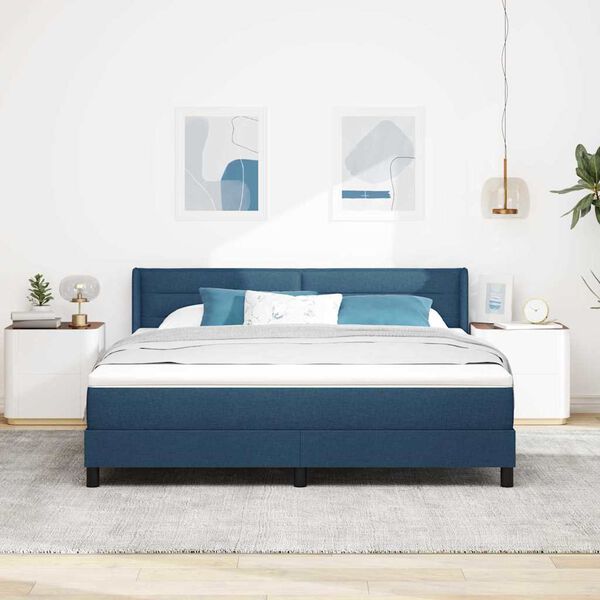 vidaXL Boxspringbett mit Matratze Blau 200 x 180 cm Polyester