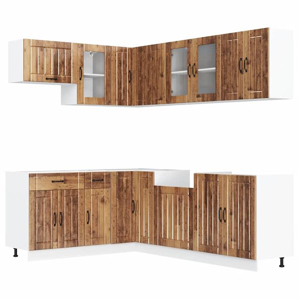 vidaXL 11-tlg. K&uuml;chenschrank-Set Lucca Altholz-Optik Holzwerkstoff
