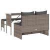 vidaXL 3-tlg. Garten-Essgruppe mit Kissen Grau Poly Rattan