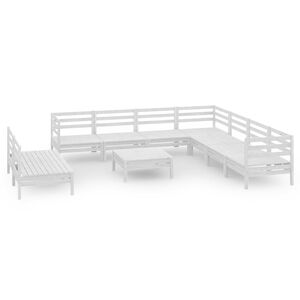 vidaXL 10-tlg. Garten-Lounge-Set Massivholz Kiefer Wei&szlig;