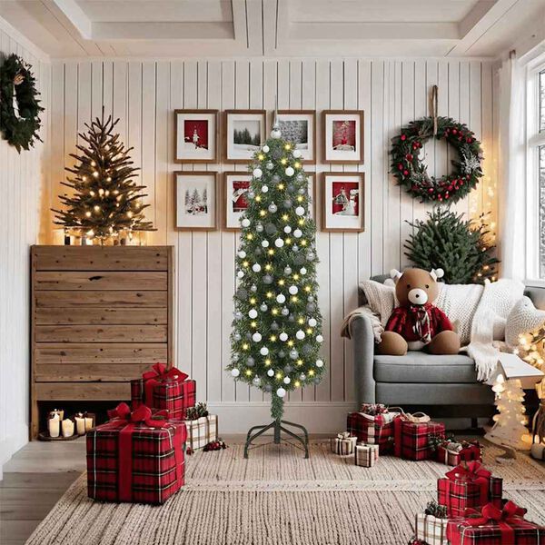 vidaXL K&uuml;nstlicher Weihnachtsbaum mit 300 LEDs mit St&auml;nder Gr&uuml;n 180 cm