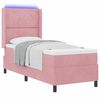 vidaXL LED Boxspringbett mit Matratze Rosa 80 x 200 cm Samt