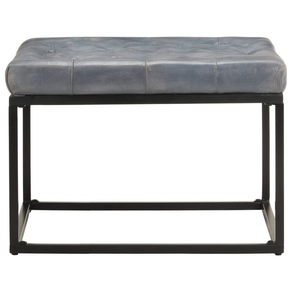 vidaXL Pouf Grau 62x62x47 cm Echtleder