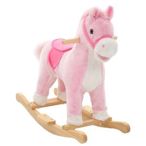 vidaXL Schaukeltier Pferd Pl&uuml;sch 65x32x58 cm Rosa