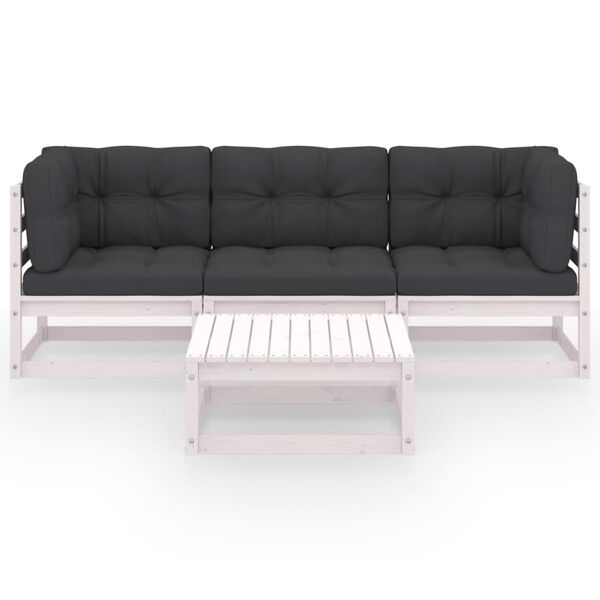 vidaXL 4-tlg. Garten-Lounge-Set mit Kissen Kiefer Massivholz