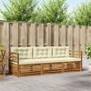 vidaXL Outdoor-Sofagarnitur mit Kissen 3 pcs Natur und Creme