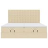 vidaXL Ottoman-Bett mit Matratzen & LEDs Creme 200x200 cm Stoff