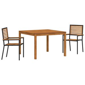 vidaXL Garten Essgruppe 3 stk. Schwarz Massivholz Akazie