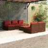 vidaXL 6-tlg. Garten-Lounge-Set mit Auflagen Poly Rattan Braun