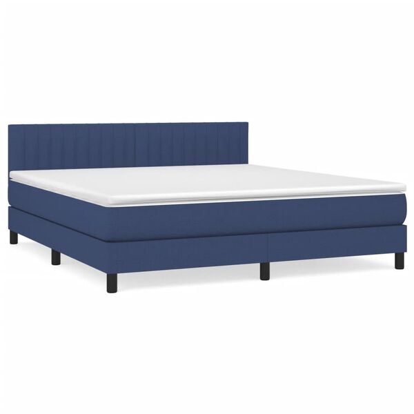 vidaXL Boxspringbett mit Matratze Blau 160x200 cm Stoff