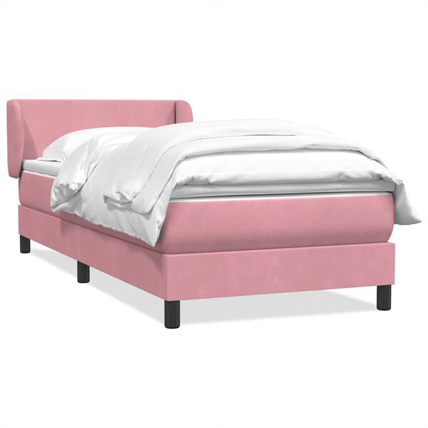 vidaXL Boxspringbett mit Matratze Rosa 100x210 cm Samt