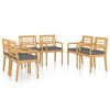 vidaXL Batavia-St&uuml;hle 6 Stk. mit Kissen Massivholz Teak