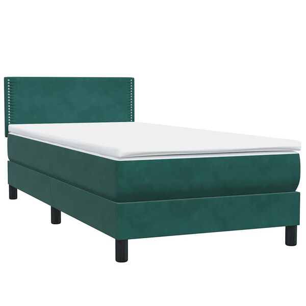 vidaXL Boxspringbett mit Matratze Dunkelgr&uuml;n 80x210 cm Samt