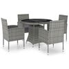 vidaXL 5-tlg. Garten-Essgruppe Poly Rattan Anthrazit und Grau