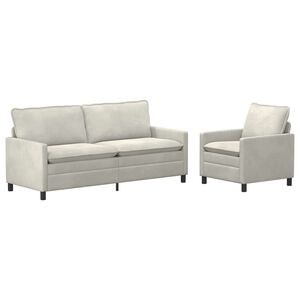 vidaXL Sofa Set 2 pcs Creme Samt