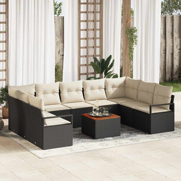 vidaXL Garten-Sofa-Set 10 pcs Schwarz und Wei&szlig;