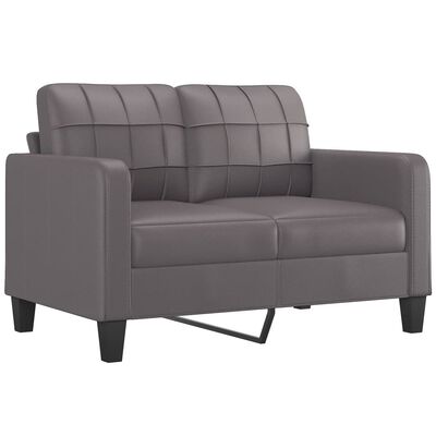 vidaXL 2-Sitzer-Sofa mit Zierkissen Grau 120 cm Kunstleder