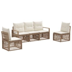 vidaXL Gartensofa-set 5 stk. Beige Poly-Rattan