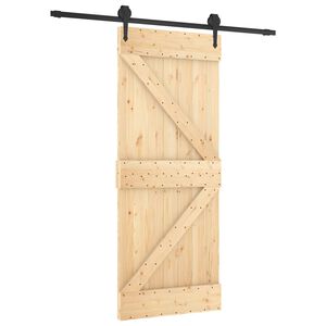 vidaXL Schiebet&uuml;r Nat&uuml;rlich und Schwarz 85 x 210 cm Massivkiefer