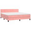vidaXL Boxspringbett mit Matratze & LED Rosa 180x200 cm Samt