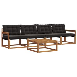 vidaXL Outdoor-Sofagarnitur mit Kissen 5 pcs Nat&uuml;rlich und Schwarz