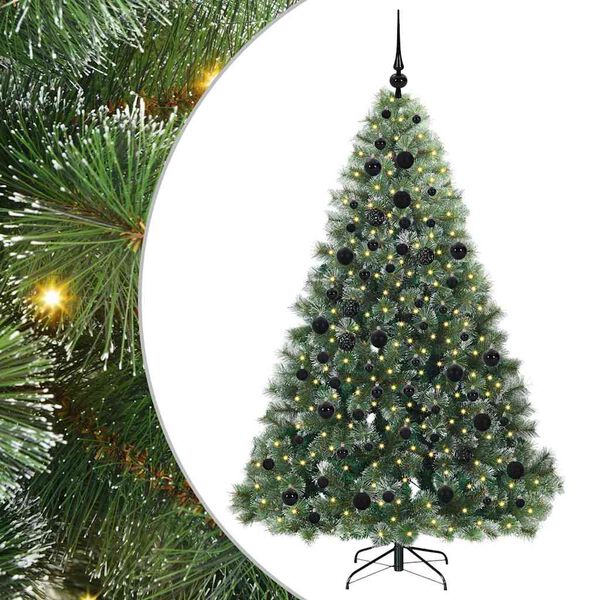 vidaXL K&uuml;nstlicher Weihnachtsbaum mit 300 LEDs Gr&uuml;n 180 cm PE und PVC