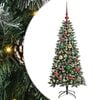 vidaXL K&uuml;nstlicher Weihnachtsbaum Gr&uuml;n 120 cm PVC, Plastik und Stahl
