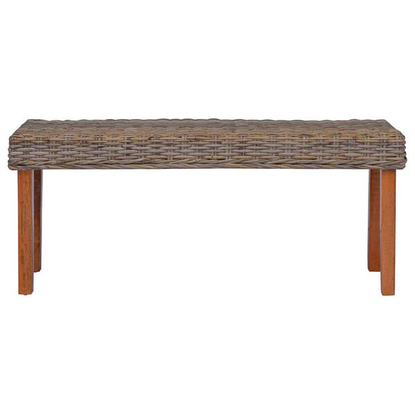 vidaXL Sitzbank 110 cm Natur Kubu-Rattan und Massivholz Mahagoni
