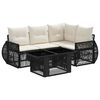 vidaXL Gartensofa-set 5 stk. Schwarz und Cremewei&szlig; Poly-Rattan