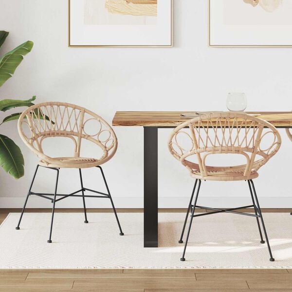 vidaXL Esszimmerstuhl 2 pcs Natur 65 x 55,5 x 81 cm Rattan und Eisen