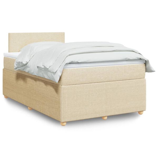 vidaXL Boxspringbett mit Matratze Creme 120x200 cm Stoff
