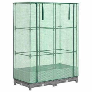vidaXL Gartenplanter mit Gew&auml;chshausabdeckung und R&auml;dern 2 stk. PP
