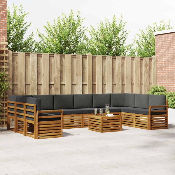vidaXL Sofagarnituren 11 pcs Natur und Anthrazit Massivholz Akazie