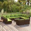 vidaXL 12-tlg. Garten-Lounge-Set mit Kissen Braun Poly Rattan