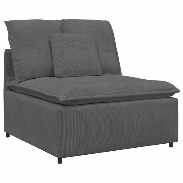 vidaXL Modulares Sofa mit Kissen Cordstoff Dunkelgrau