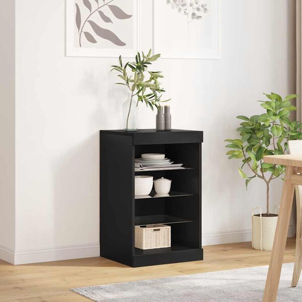 vidaXL Sideboard mit LED-Leuchten Schwarz 41x37x67 cm