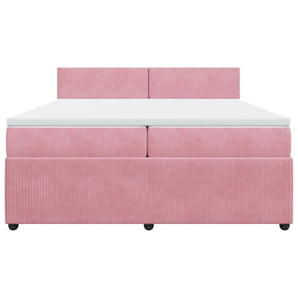 vidaXL Boxspringbett mit Matratze Rosa 200x200 cm Samt