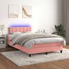 vidaXL Boxspringbett mit Matratze & LED Rosa 120x190 cm Samt