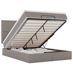vidaXL Ottoman-Bett mit Matratze & LEDs Taupe 140x200 cm Stoff