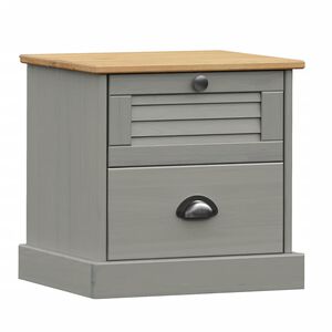 vidaXL Nachttisch VIGO Grau 42x35x42 cm Massivholz Kiefer