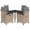 vidaXL 5-tlg. Garten-Essgruppe mit Kissen Beigemischung Poly Rattan