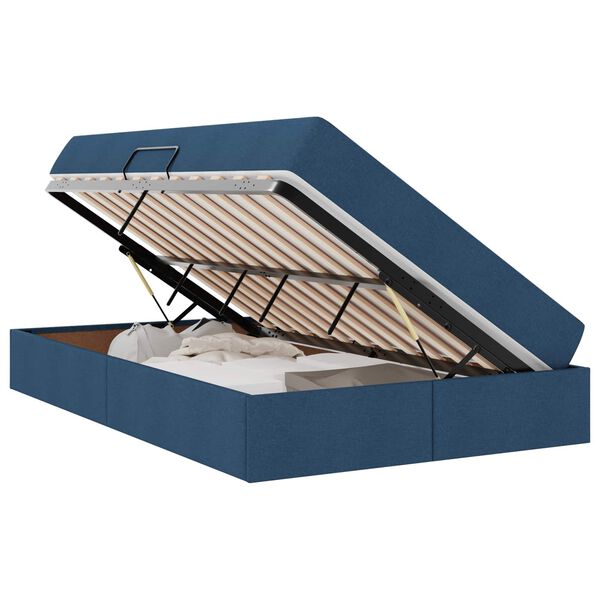vidaXL Aufbewahrungsbett mit Matratze Blau 120 x 200 cm Polyester