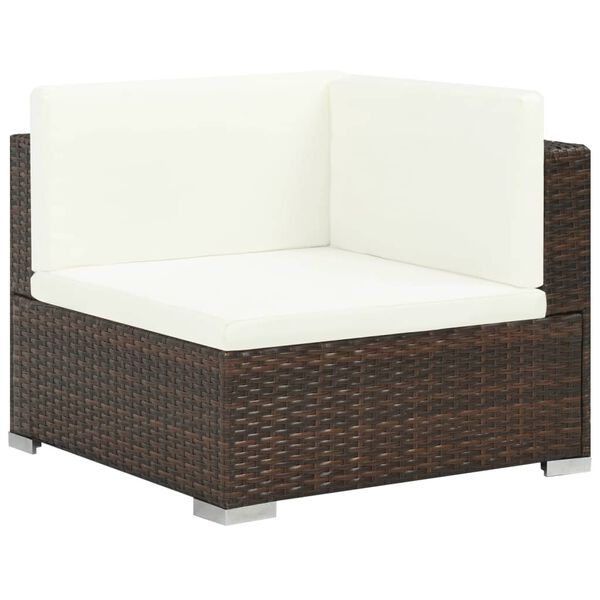 vidaXL 6-tlg. Garten-Lounge-Set mit Auflagen Poly Rattan Braun