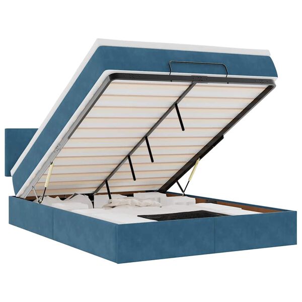 vidaXL Ottoman-Bett mit Matratze Dunkelblau 140x200 cm Samt