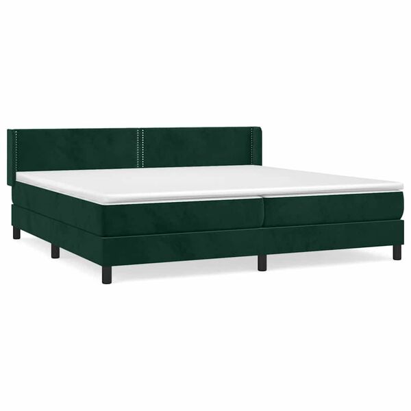 vidaXL Boxspringbett mit Matratze Dunkelgr&uuml;n 200x200 cm Samt